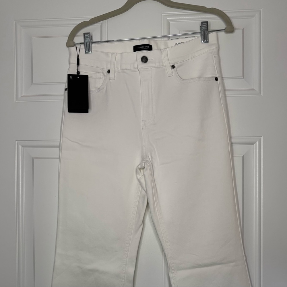 Massimo Dutti White Skinny Flared Jeans